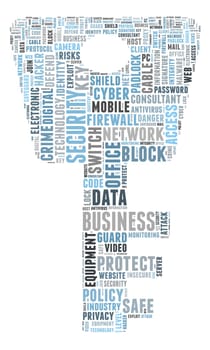 Security word cloud  illustration concept over key shape