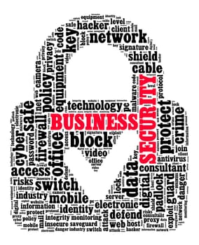 Security word cloud  illustration concept over padlock shape