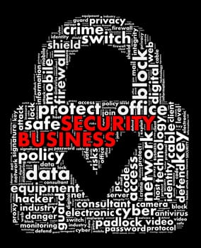 Security word cloud  illustration concept over padlock shape