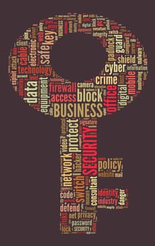 Security word cloud  illustration concept over key shape