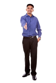 young business man posing on white isolated background