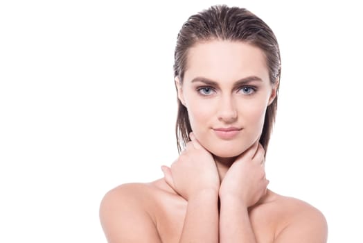 Young woman posing after a warm massage