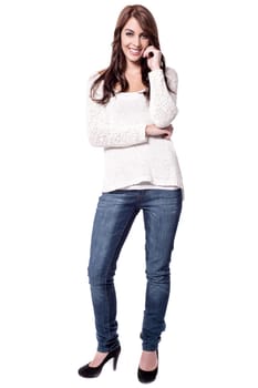 Pretty young woman giving cute pose to camera