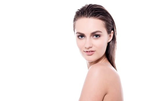 Portrait of beautiful young woman with healthy clean skin