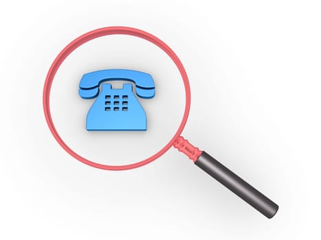 Magnifier is over a telephone symbol
