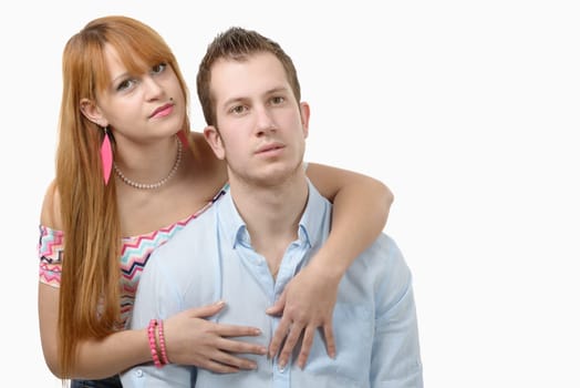 a cheerful young couple in love