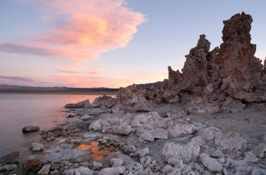 The sun has set on Eastern California and Mono Lake