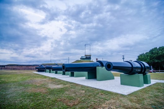 cannons of Fort Moultrie on Sullivan's Island in South Carolina - A fort at this site guarded Charleston Harbor for over 200 years