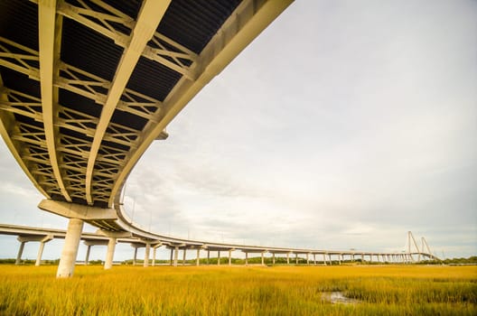 elevated highway road and pillars