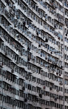 Old apartments in Hong Kong at day