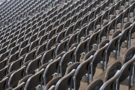 Rows of chairs in a football stadium