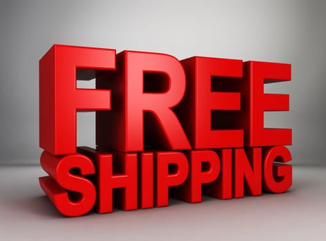 Free shipping. 3d illustration on gray background
