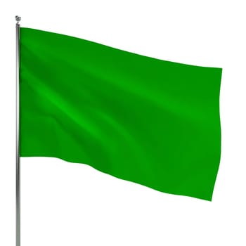 Green flag. 3d illustration isolated on white background