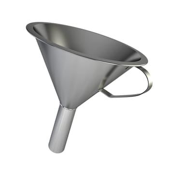 Steel funnel. 3d illustration isolated on white background