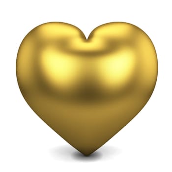Golden heart. 3d illustration isolated on white background
