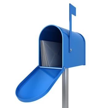 Mailbox with letters inside. 3d illustration isolated on white background