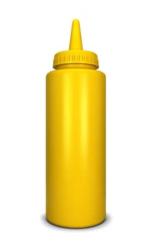 Mustard bottle. 3d illustration isolated on white background