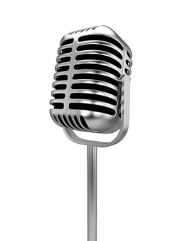 Retro microphone. 3d illustration isolated on white background