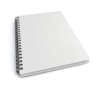 Blank notebook. 3d illustration isolated on white background