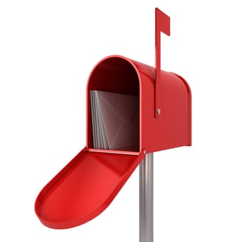 Mailbox with letters inside. 3d illustration isolated on white background