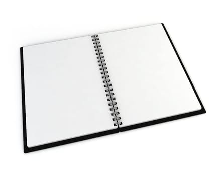 Blank notebook. 3d illustration isolated on white background