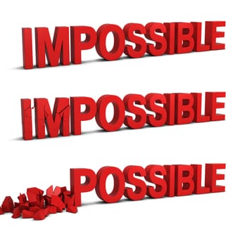 Impossible becomes possible. 3d illustration isolated on white background