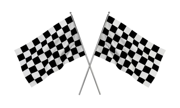 Racing flags. 3d illustration isolated on white background