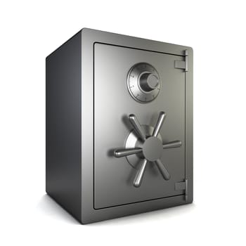 Metal safe. 3d illustration isolated on white background