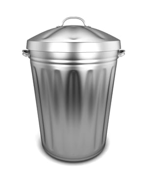 Trash can. 3d illustration isolated on white background
