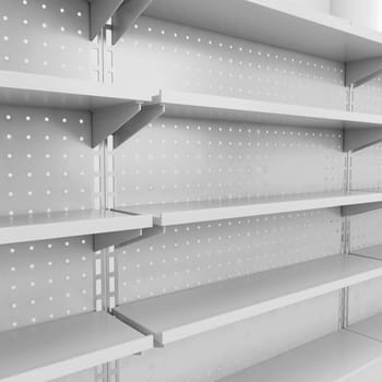 Store shelves. 3d illustration isolated on white background