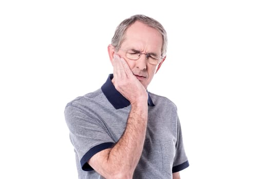 Image of senior man suffers from toothache