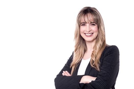 Business executive over white posing to camera