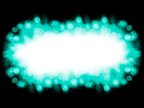christmas blue background frame with bokeh lights on black