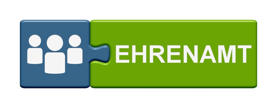 Puzzle button of two parts shows volunteering
