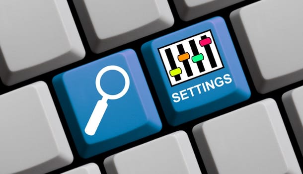 Search Online Settings and Find - Icons on Computer Keyboard