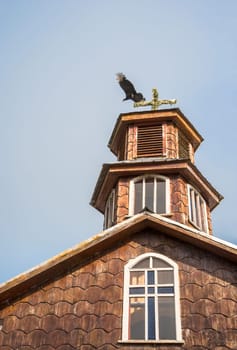 Famous timber church on Chiloe island is a distinctive examples of Chilote architecture (Unesco world heritage), Chile