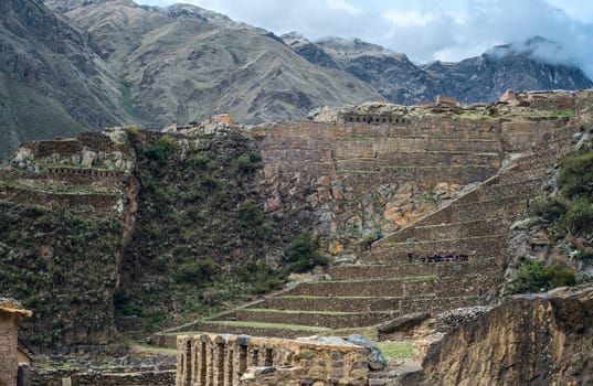 Famous Ollantaytambo pre-Columbian Inca site in Cusco region, Peru