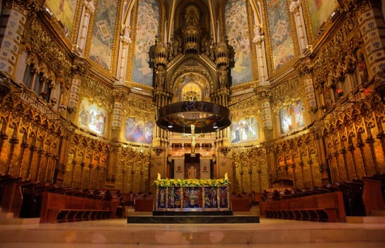 Inside the famous church dedicated to our lady at monserrat in Catalonia, Spain