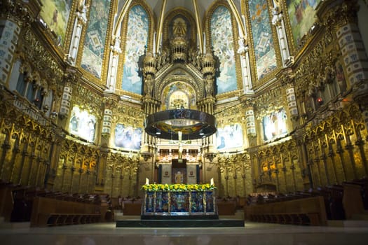 Inside the famous church dedicated to our lady at monserrat in Catalonia, Spain