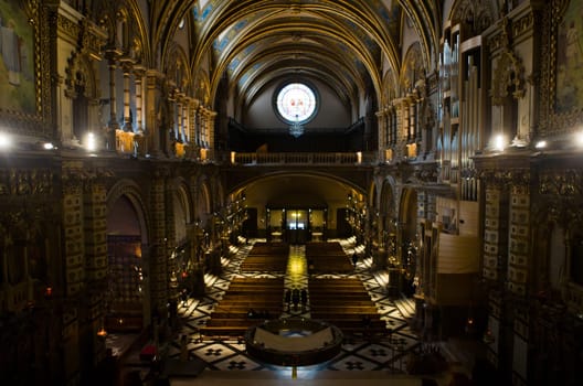 Inside the famous church dedicated to our lady at Monserrat in Catalonia, Spain