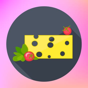 Icon of cutted cheese piece. Cheese flat icon with long shadow. Vector illustration EPS10. Modern design. Cheeze flat vector icon. Cheese icon. Cheese icon ui, cheese icon eps, cheese icon vector