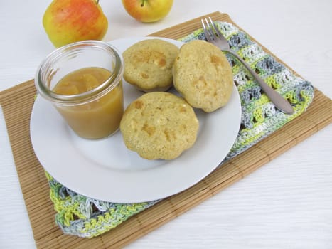 Pancakes Muffins with apple sauce