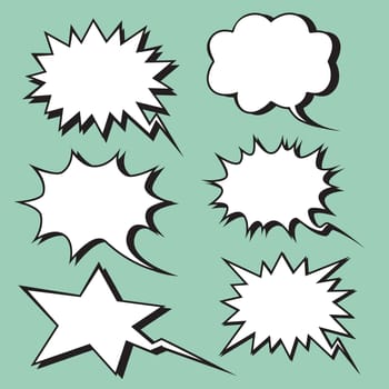 explosion expression comic bubble retro style pop art retro style. The form set for text. Cloud comic book. Frames and templates. Collection vector background