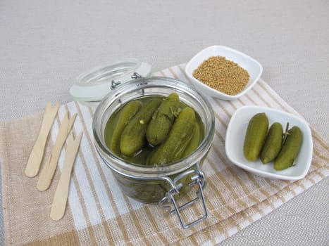 Spice cucumbers in the glass