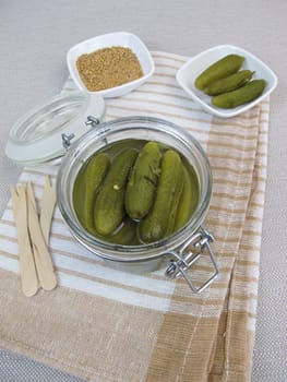 Spice cucumbers in the glass