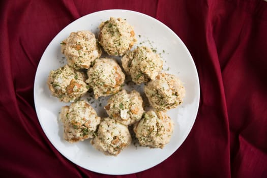 Bavarian bread dumplings, semmelknoedel, ready to be cooked.