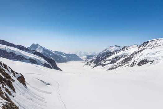 Aletsch Glacier landscape in the Jungfraujoch, Alps, Switzerland
