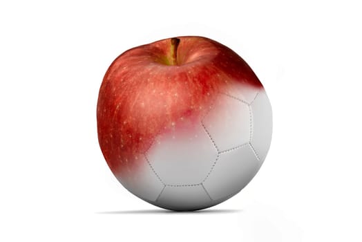 soccer ball on White to red apple