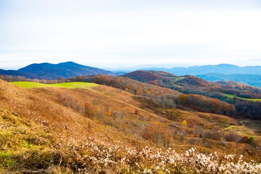 Fall in North Carolina in the Blue Ridge Mountains.