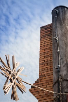Sky and old brick wall,stock photo